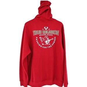 NWOT 2XL True Religion Men's Zip Hoodie Red Buddha Back Graphic Streetwear Urban